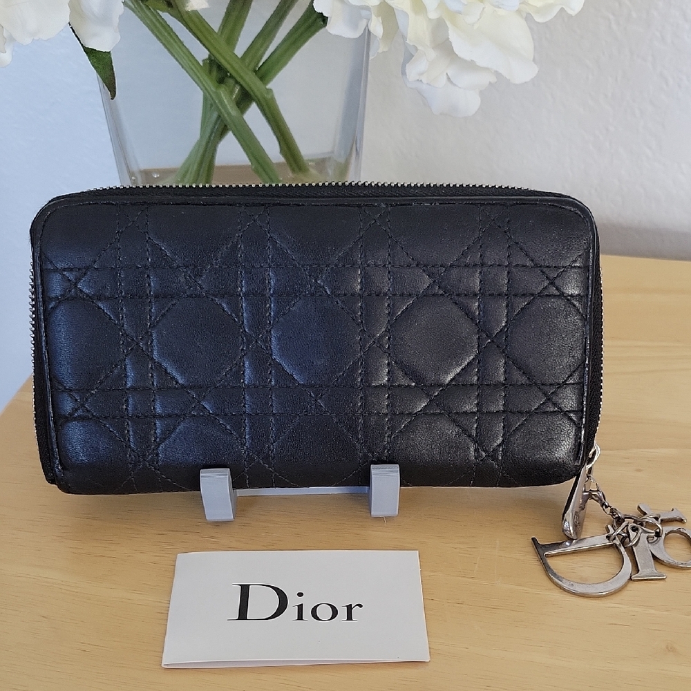 Dior Lady Dior Black Cannage Leather Wallet